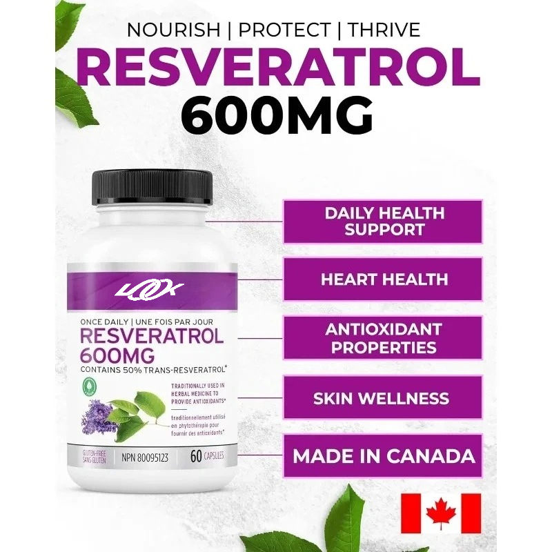 Longevity Health & Wellness Hotel Adults Only - Active Resveratrol Supplement Capsules 600mg -