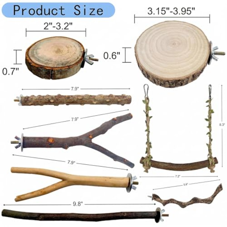 8PCS natural wood bird perches - Health & Wellness Gordon Edlin recension och pris